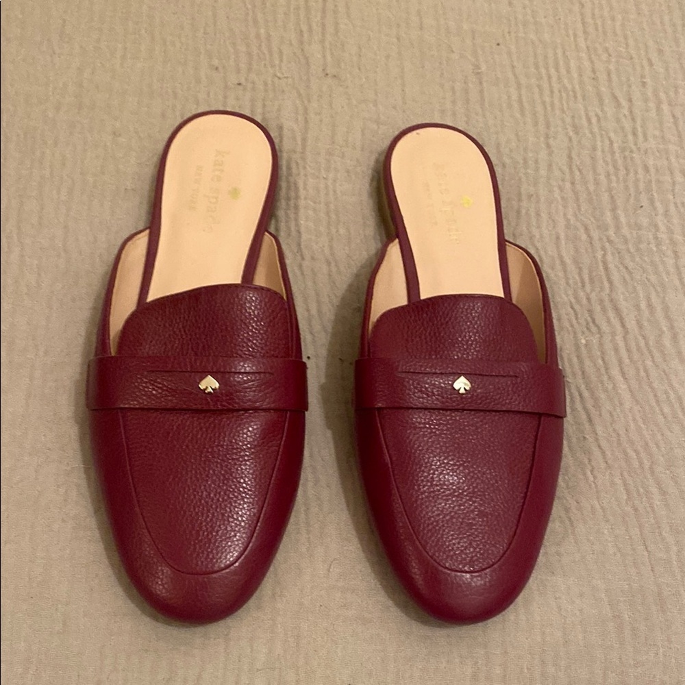 Kate Spade CAELYN 2 Deep Red Leather Mules. Size 8.5